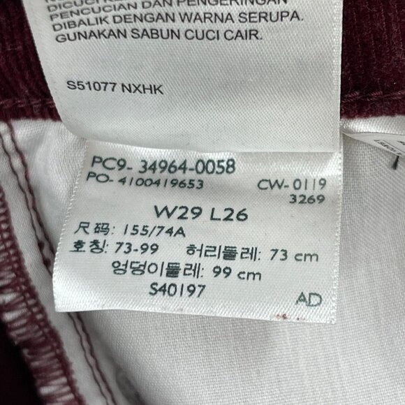 Levi's Premium Wedgie Straight Corduroy Raw Hem Crop Button Fly Jeans - Picture 13 of 16